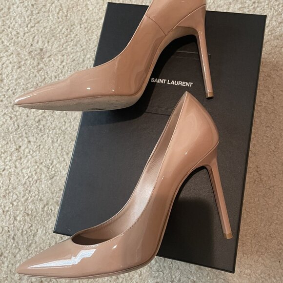 Saint Laurent Anja 105 Pumps Beige High Heels - Picture 2 of 9